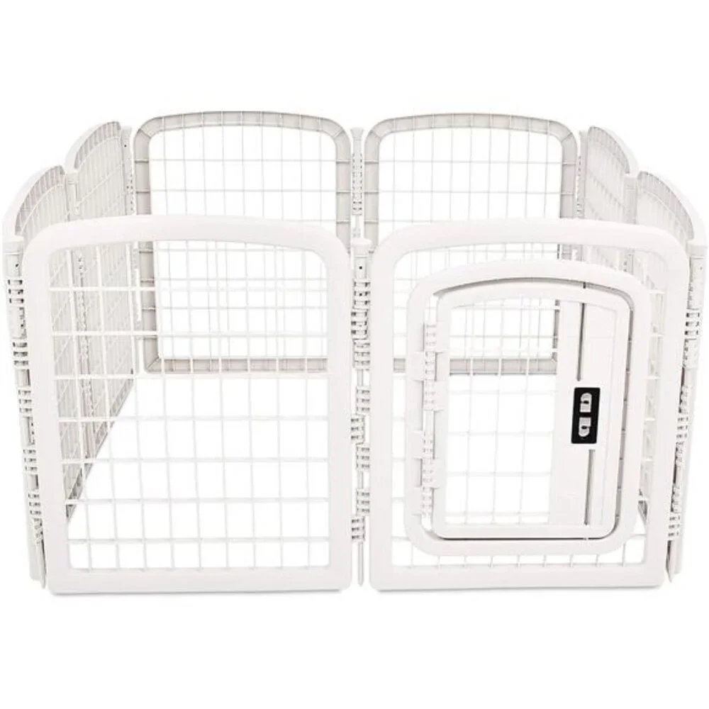 8-Panel Octagonal Plastic Pet Pen Fence Enclosure With Gate, 59 x 58 x 28 Inches
